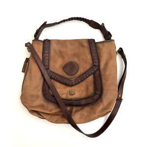 Pikolinos Messenger Crossbody Bag Brown Rustic Leather Shoulder Tote Large NWOT